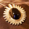 Gold plated Olive Leaf Gem Pendant Necklace N-0112