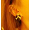 Pair Gold Plated Black Glazed Rhinestone Geometry Ear Stud E-1608