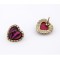 Pair Bronze Purple Leopard Heart Ear Stud Earring E-1045