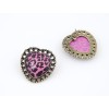 Vintage Style Bronze Faux Crystal Leopard Heart Ear Stud Earring E-1043