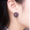 Vintage Style Bronze Faux Crystal Leopard Heart Ear Stud Earring E-1043