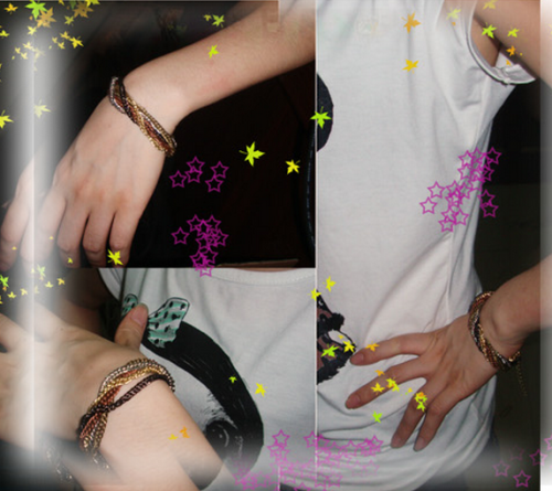 2pieces Fashion Style multilayer 5colors chain bracelet B-0060