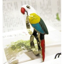 Colorful Glazed Double Finger Parrot Ring R-0199