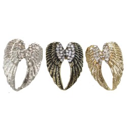 New Arrived 3 colors Optional Rhinestone Wing Ring Size Adjustable R-1033