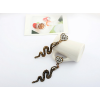 Fashion Style copper tone alloy clear rhinestone heart snake dangle earring ear stud E-0645