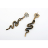 Fashion Style copper tone alloy clear rhinestone heart snake dangle earring ear stud E-0645