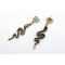 Fashion Style copper tone alloy clear rhinestone heart snake dangle earring ear stud E-0645