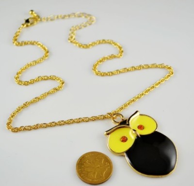 gold plated glazed cute owl pendant necklace N-2508