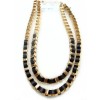 New Arrived Gold Plated Black Leather Link Doule Choker Necklace N-1060