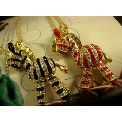 Gold plated rhinestone zebra gym-horse necklace N-3291