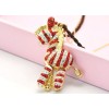 Gold plated rhinestone zebra gym-horse necklace N-3291