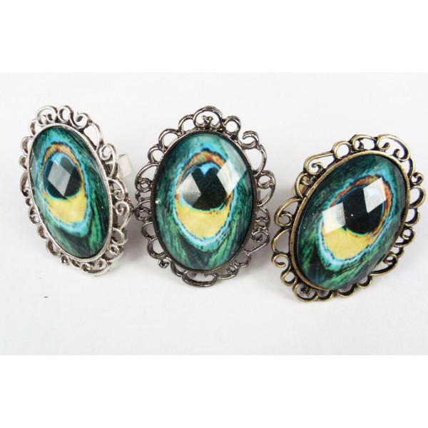 Color Optional Peacock Gen Ring Size Adjustable R-0801