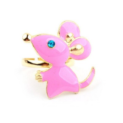 gold plated cartoon pink plated mouse ring R-0602