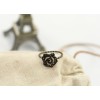 Wholesale 2 pieces Vintage Silver/bronze alloy black rhinestone rose flower ring R-0512