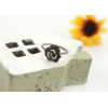Wholesale 2 pieces Vintage Silver/bronze alloy black rhinestone rose flower ring R-0512