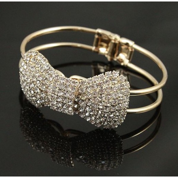 gold plated rhinestone bowknot bangel B-0199