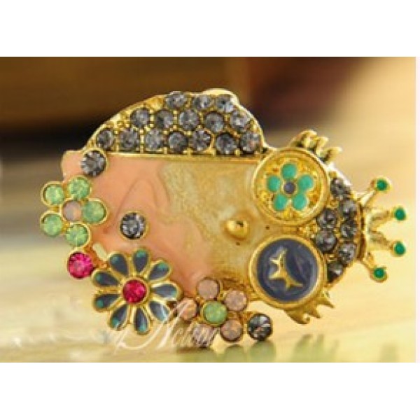 Colorful Rhinestone Glaze Candy Owl ear stud E-0625