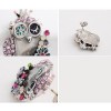 Colorful Rhinestone Glaze Candy Owl ear stud E-0625