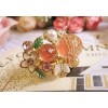 gold plated butterfly flower pearl candy ring S-0007