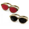 Wholesale 2Pcs Retro Bronze Enamel Glass Spectacle Double Finger Ring #6.5 #7.5