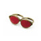 Wholesale 2Pcs Retro Bronze Enamel Glass Spectacle Double Finger Ring #6.5 #7.5