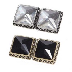 Wholesale 2 Pairs Clear&Black Faux Crystal Ear Stud Earring E-1598