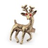 Vintage style bronze red rhinestone eyes spotted deer Ring Size Adjustable R-0022