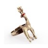 Vintage style bronze red rhinestone eyes spotted deer Ring Size Adjustable R-0022