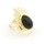 Gold Plated Olive Leaf black Gem  ring R-0648