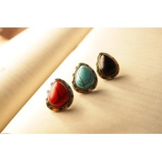 Vintage Style 3 Colors red blue black opal gem ear stud E-1672