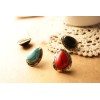 Vintage Style 3 Colors red blue black opal gem ear stud E-1672