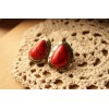 Vintage Style 3 Colors red blue black opal gem ear stud E-1672