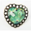 Color Optional Peacock Gem Heart  Ring Size Adjustable R-0656