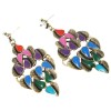 Pair Vintage Style Bronze Colorful Glazed Peacock Ear Stud Earring E-0637
