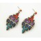 Pair Vintage Style Bronze Colorful Glazed Peacock Ear Stud Earring E-0637