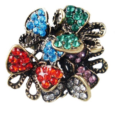 New Arrived Colorfuil Multi Butterfly Flower Ring Size Adjustable R-0623