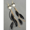 New Style Butterfly mark Black feather dangle earring