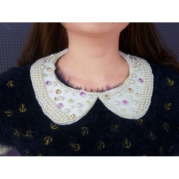 All-match colorful Crystal Pearl Collar Necklace Hand Made  N-2071