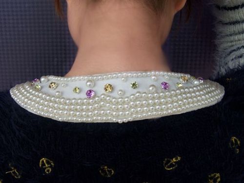 All-match colorful Crystal Pearl Collar Necklace Hand Made  N-2071