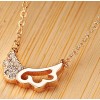 rhinestone gold plated pure copper angle wing pendant necklace ear stud set E-1064