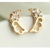 rhinestone gold plated pure copper angle wing pendant necklace ear stud set E-1064