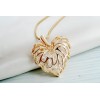 Rose gold plated clear crystal leaf hollow out heart necklace N-4838