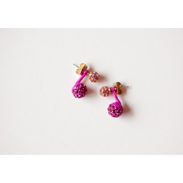 Charming double rhinestone ball ear stud E-0222