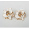 gold plated alloy rhinestone white glazed flower ear stud E-0232