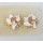 gold plated alloy rhinestone white glazed flower ear stud E-0232