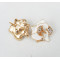 gold plated alloy rhinestone white glazed flower ear stud E-0232