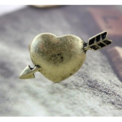 Vintage Style bronze Cupid The Arrow Of Love heart ring R-0720