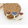 Korean Style gold plated flag love heart double finger ring R-0657