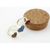 Korean Style gold plated flag love heart double finger ring R-0657