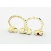Korean Style gold plated flag love heart double finger ring R-0657
